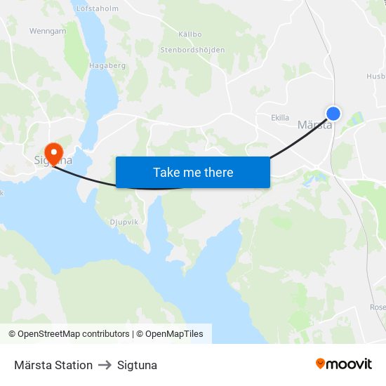 Märsta Station to Sigtuna map