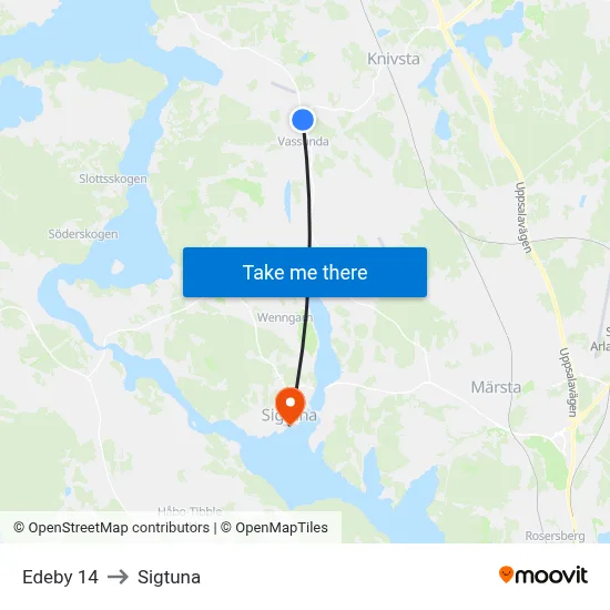 Edeby 14 to Sigtuna map