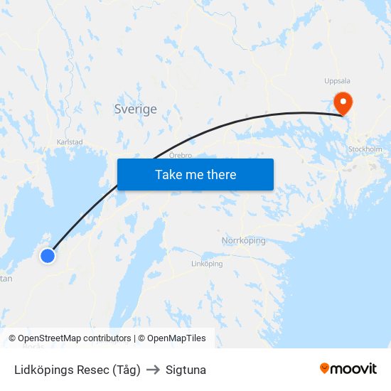 Lidköpings Resec (Tåg) to Sigtuna map