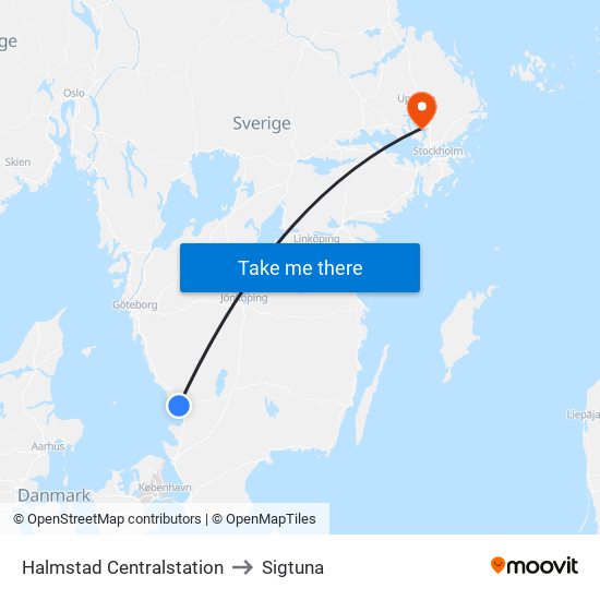 Halmstad Centralstation to Sigtuna map