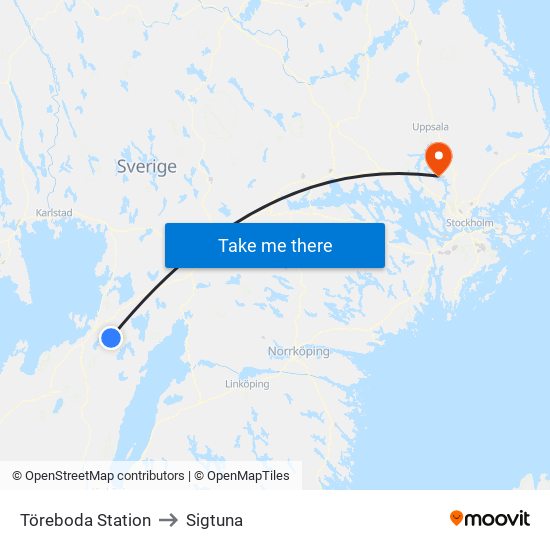 Töreboda Station to Sigtuna map