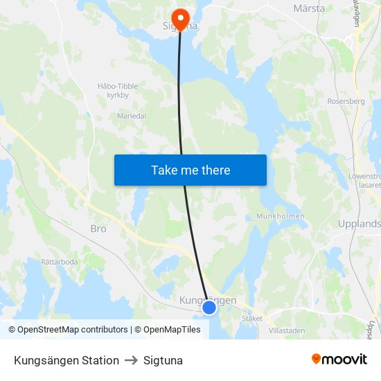 Kungsängen Station to Sigtuna map