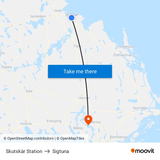 Skutskär Station to Sigtuna map