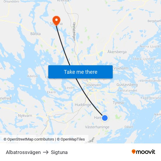 Albatrossvägen to Sigtuna map