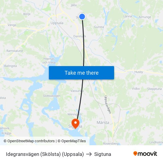 Idegransvägen (Skölsta) (Uppsala) to Sigtuna map