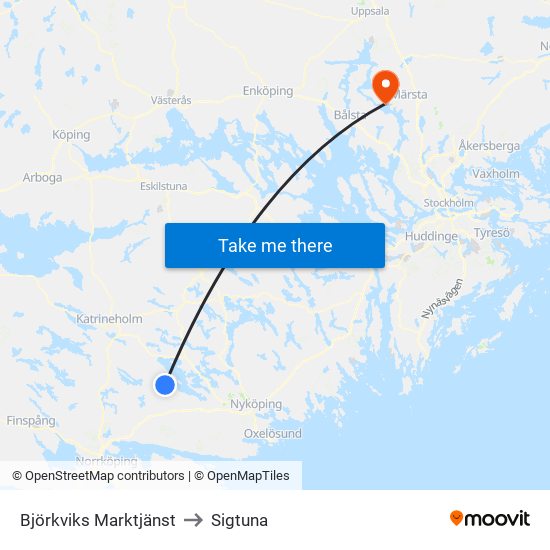 Björkviks Marktjänst to Sigtuna map