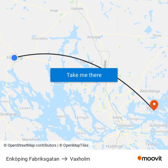 Enköping Fabriksgatan to Vaxholm map