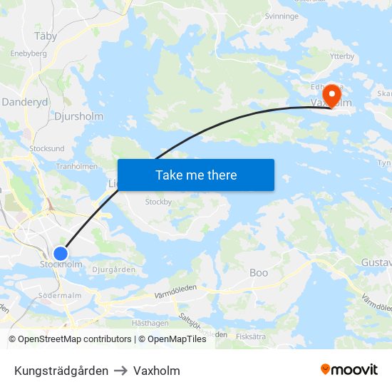 Kungsträdgården to Vaxholm map