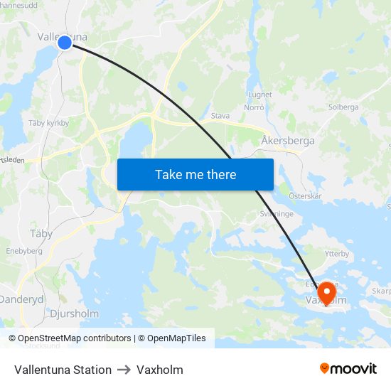 Vallentuna Station to Vaxholm map