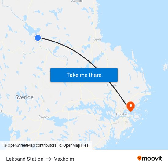 Leksand Station to Vaxholm map