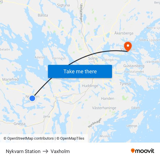 Nykvarn Station to Vaxholm map