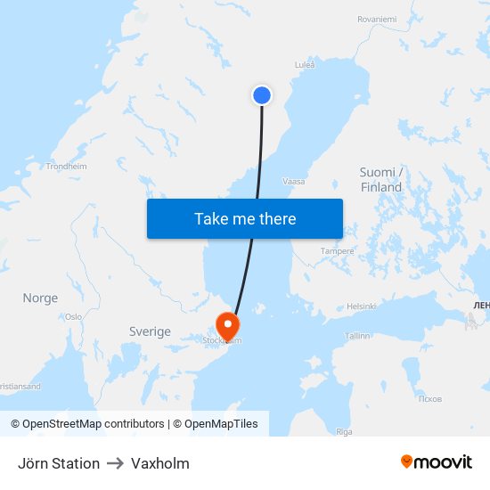 Jörn Station to Vaxholm map