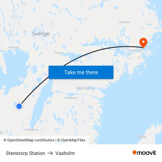 Stenstorp Station to Vaxholm map