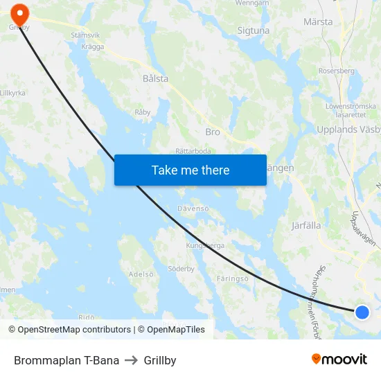Brommaplan T-Bana to Grillby map