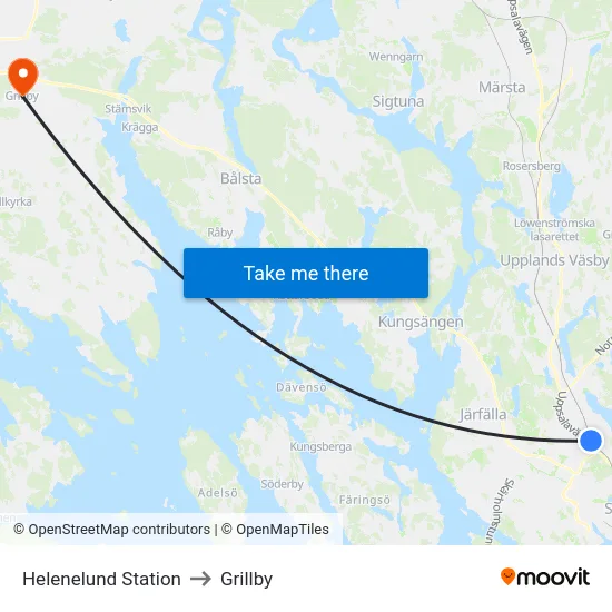Helenelund Station to Grillby map