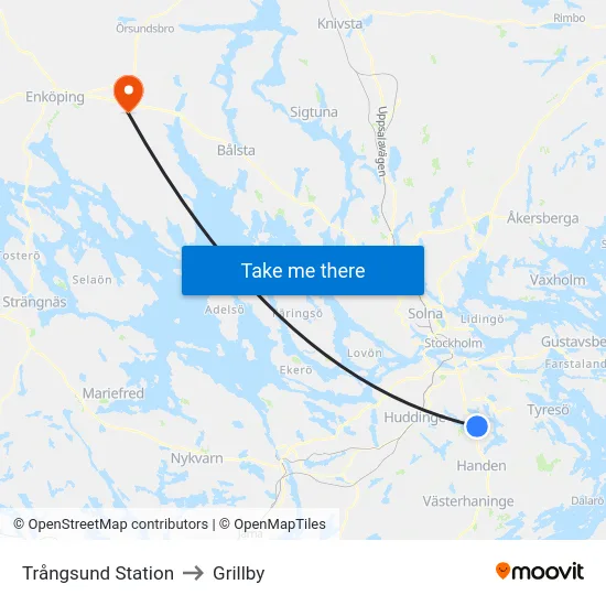 Trångsund Station to Grillby map