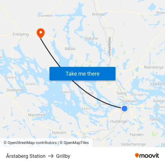 Årstaberg Station to Grillby map