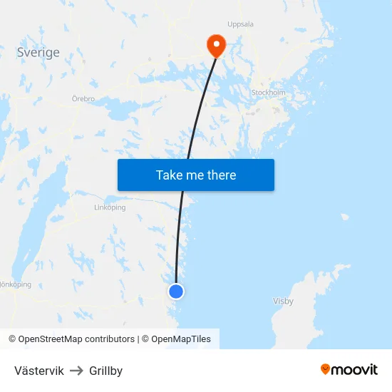Västervik to Grillby map