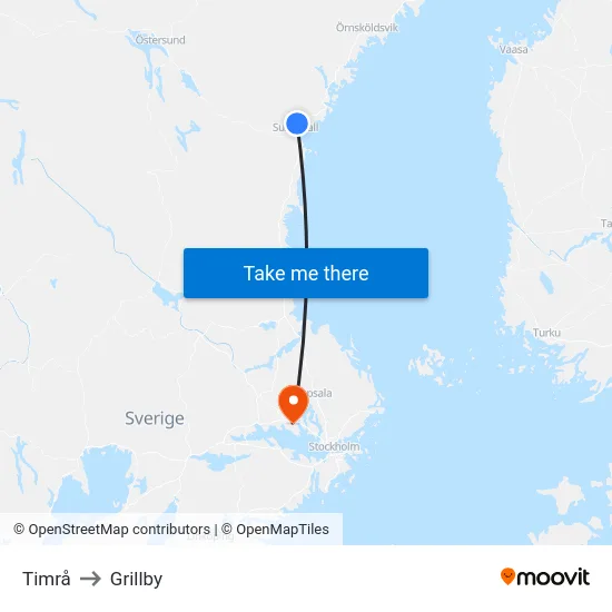 Timrå to Grillby map