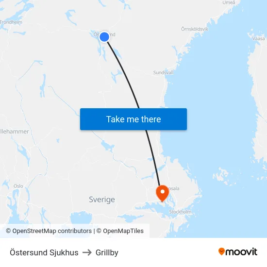 Östersund Sjukhus to Grillby map