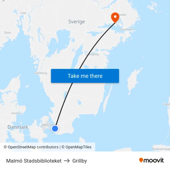 Malmö Stadsbiblioteket to Grillby map