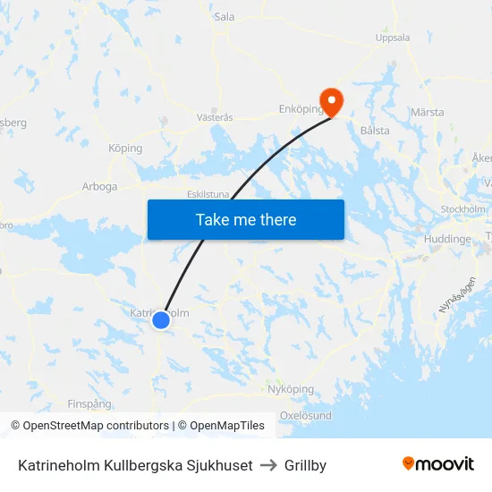 Katrineholm Kullbergska Sjukhuset to Grillby map