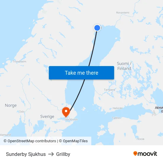 Sunderby Sjukhus to Grillby map