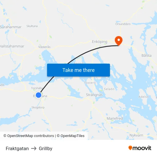 Fraktgatan to Grillby map
