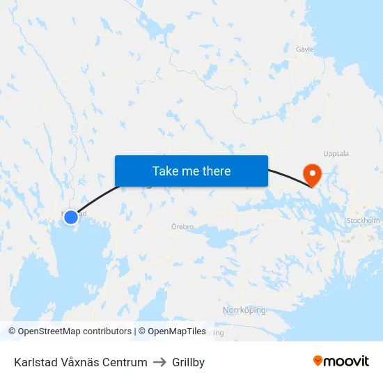 Karlstad Våxnäs Centrum to Grillby map