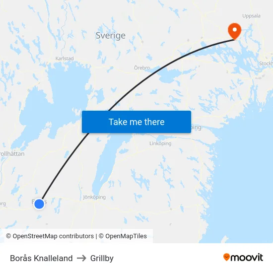 Borås Knalleland to Grillby map