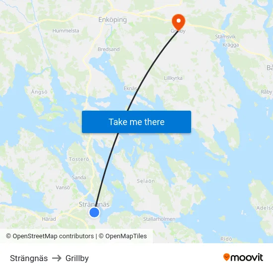 Strängnäs to Grillby map