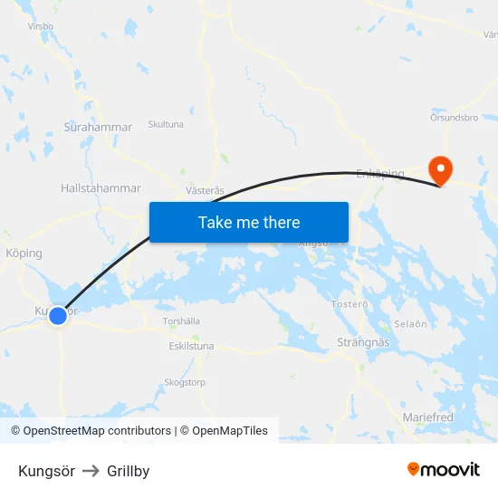 Kungsör to Grillby map