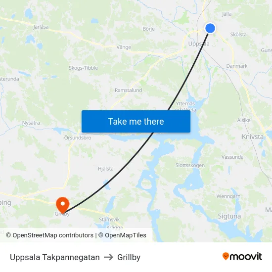 Uppsala Takpannegatan to Grillby map