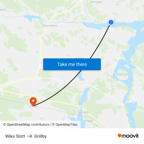 Wiks Slott to Grillby map