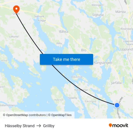 Hässelby Strand to Grillby map