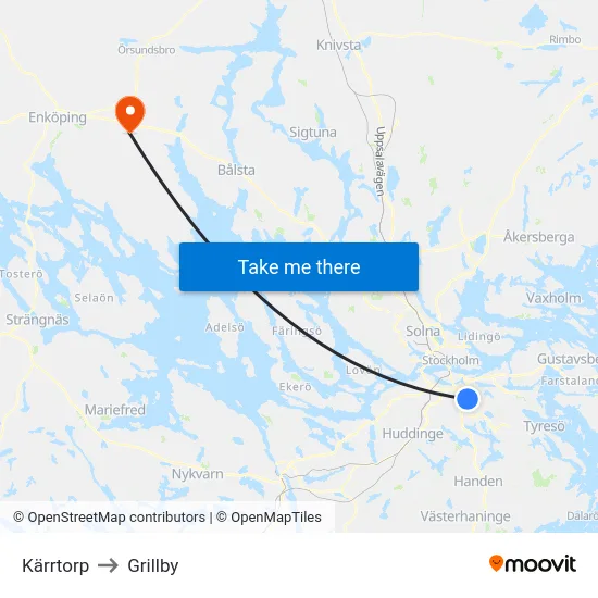 Kärrtorp to Grillby map