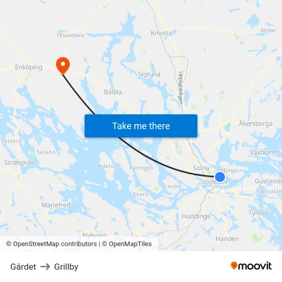 Gärdet to Grillby map