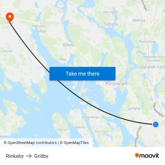 Rinkeby to Grillby map