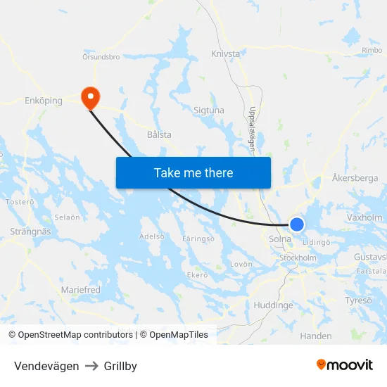 Vendevägen to Grillby map