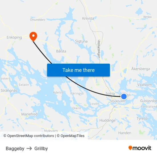 Baggeby to Grillby map