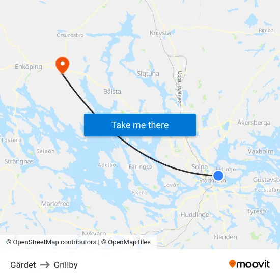 Gärdet to Grillby map
