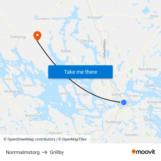 Norrmalmstorg to Grillby map