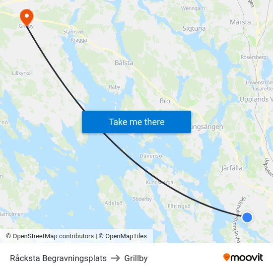 Råcksta Begravningsplats to Grillby map