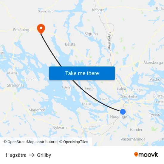 Hagsätra to Grillby map