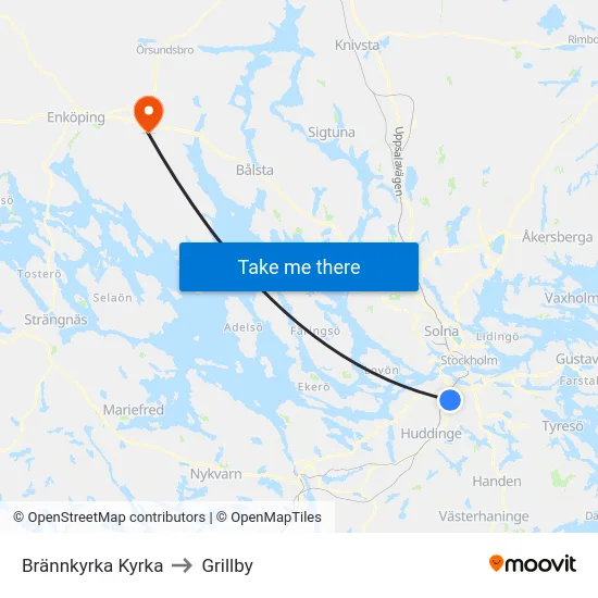 Brännkyrka Kyrka to Grillby map