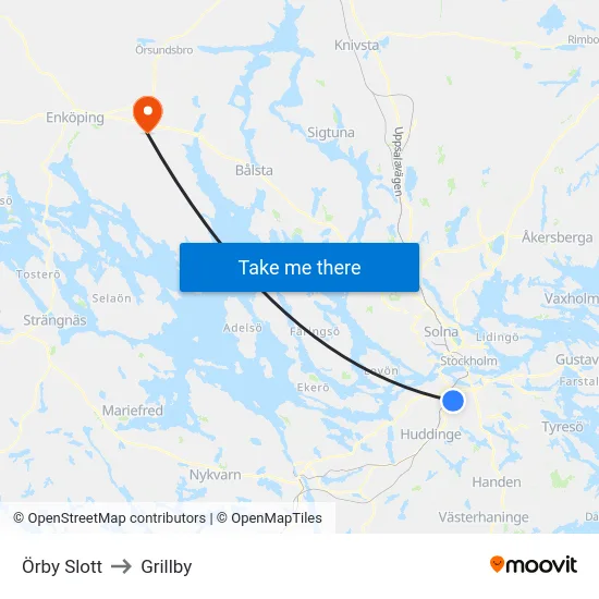 Örby Slott to Grillby map