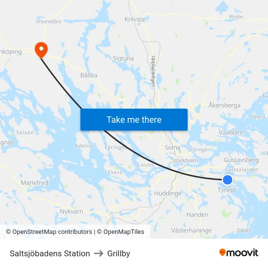 Saltsjöbadens Station to Grillby map