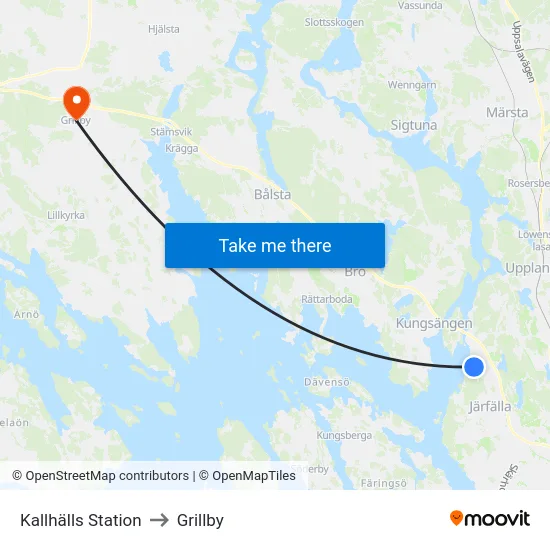 Kallhälls Station to Grillby map