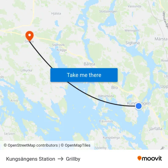 Kungsängens Station to Grillby map