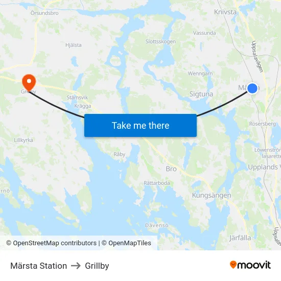 Märsta Station to Grillby map